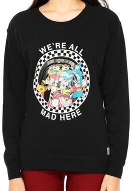 Vans x Disney Alice in Wonderland All Mad Here Fleece Sweater Small Black New